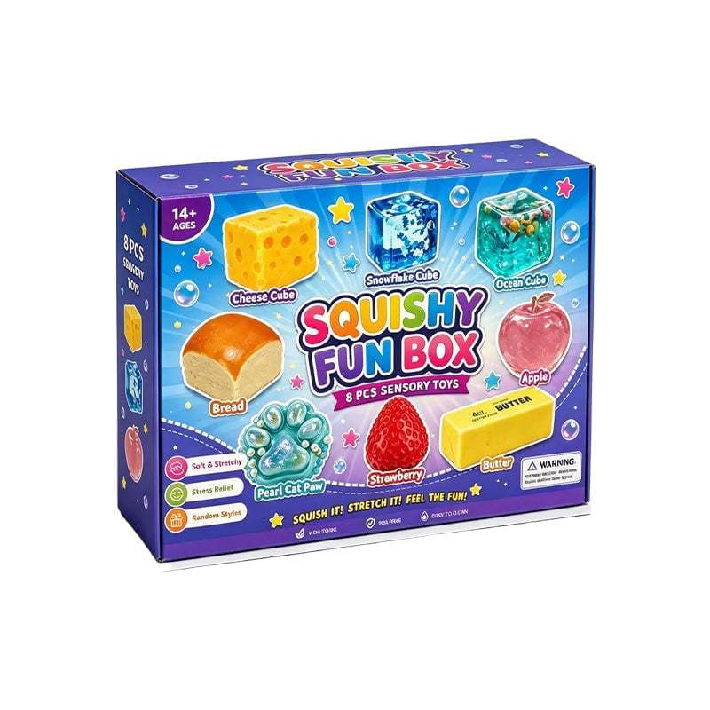 Maltose Squishy Stress Relief Fun Box – 8 Sensory Toys