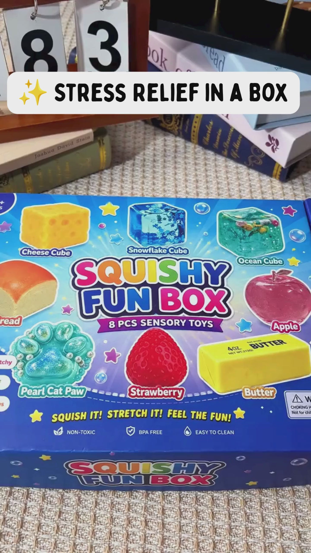 Maltose Squishy Stress Relief Fun Box – 8 Sensory Toys
